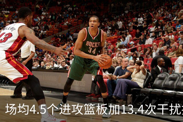 场均4.5个进攻篮板加13.4次干扰投篮，这两项他都排NBA第一
